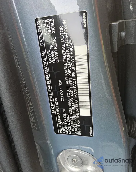 2023 Polestar 2 Long Range Dual Motor/Long Range Dual Motor Plus from USA, damaged, VIN YSMED3KA7PL135779